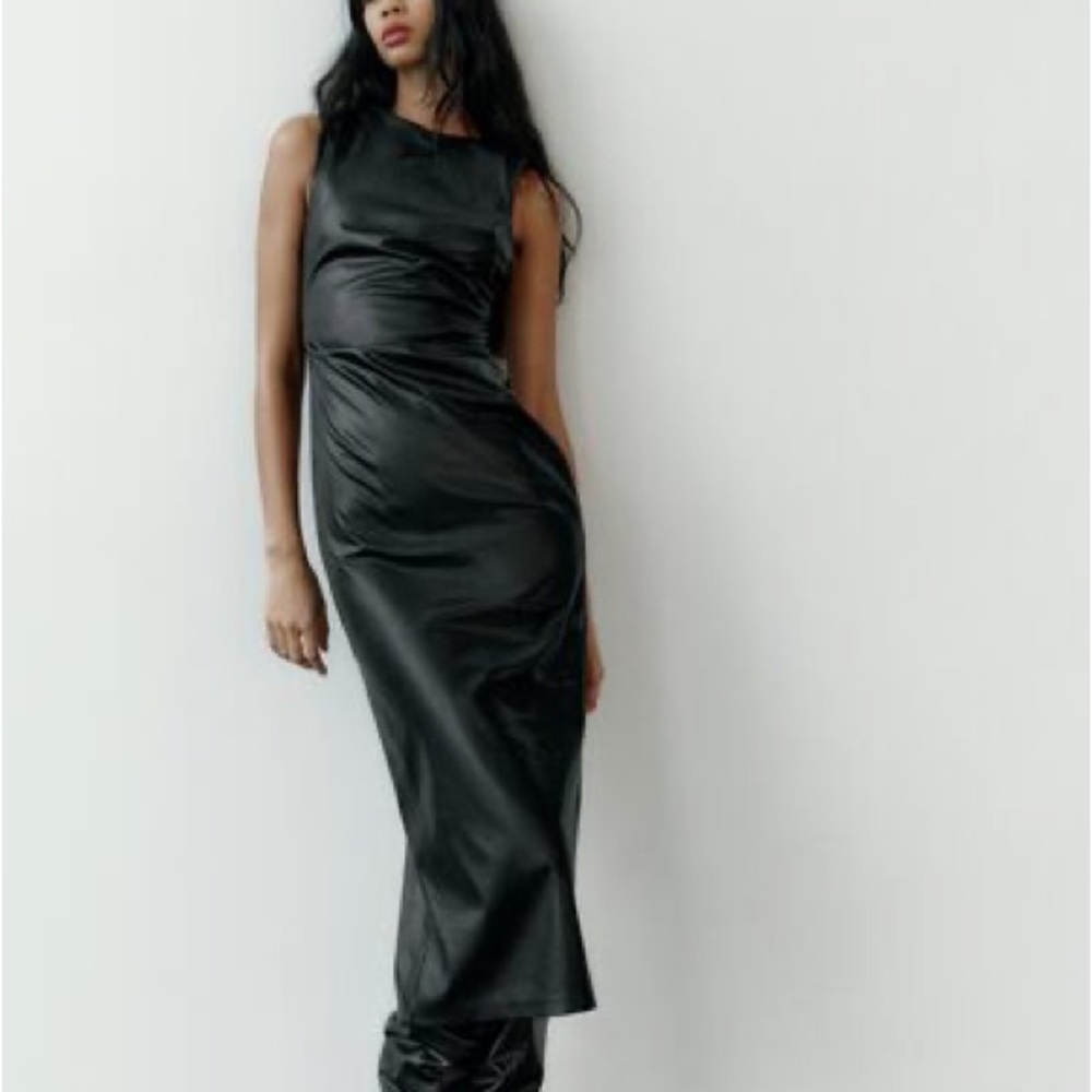 NWT Zara black leather dress